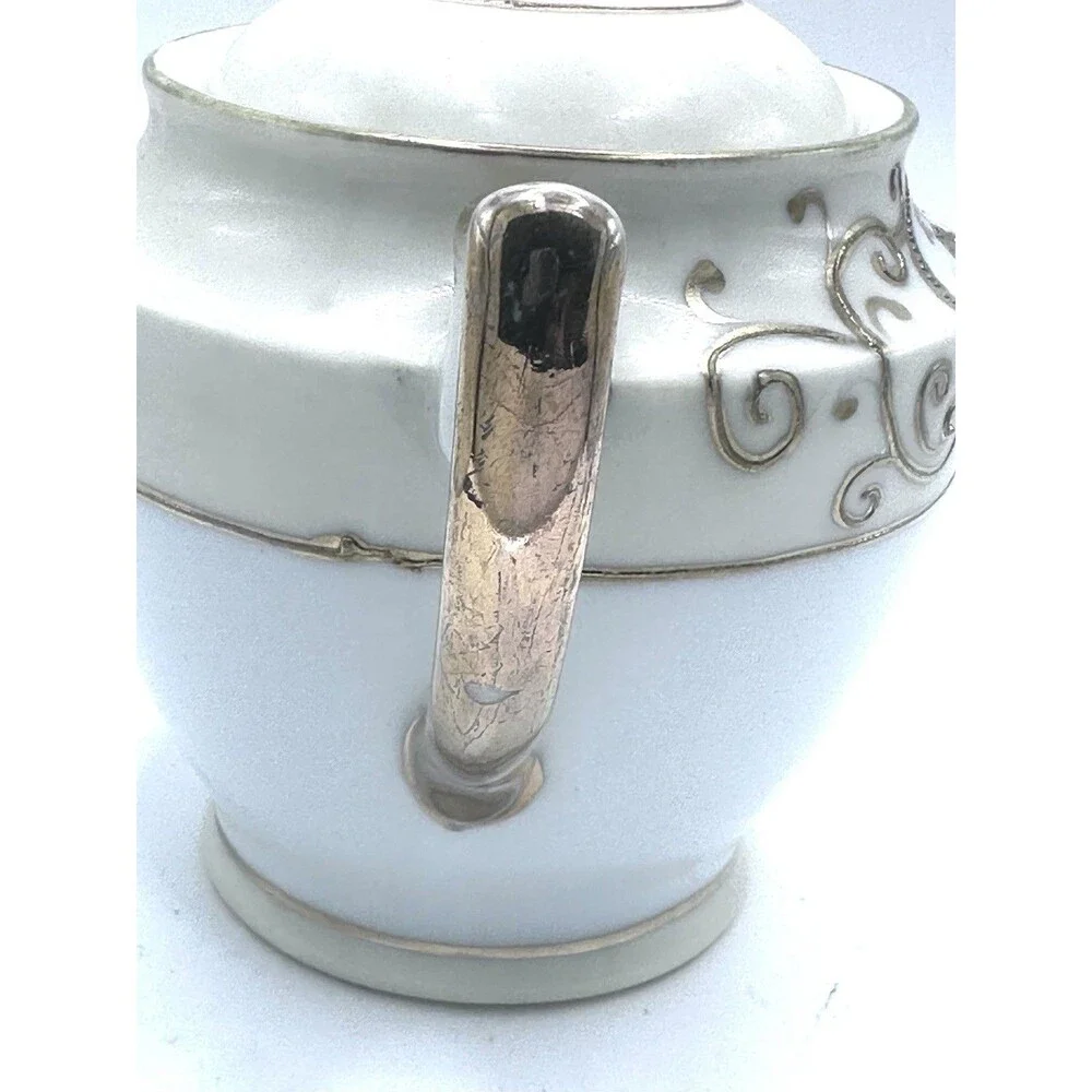 Vintage HANO Painted Japan Covered Sugar Bowl Gold Scroll Handles